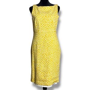 Anne Klein Yellow and White Polka Dot Midi Dress